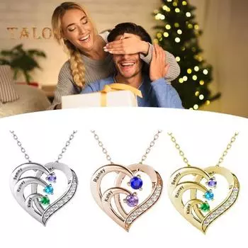 Ожерелье с подвеской в виде сердца с имитацией камней по месяцу рождения, ювелирные изделия на годовщину, день рождения, подарки для женщин, мам, бабушек, жен серебряный