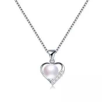 Ожерелье с подвеской в виде сердца из натурального пресноводного жемчуга для влюбленных, ожерелье из стерлингового серебра 925 пробы для влюбленных пар 9-10mm
