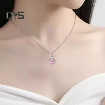 Ожерелье с подвеской в виде сердца, искусственные хрустальные крылья ангела, розовое колье в виде сердца, женское ювелирное изделие, подарок для свиданий, повседневной носки, банкета, вечеринки, работы розовый