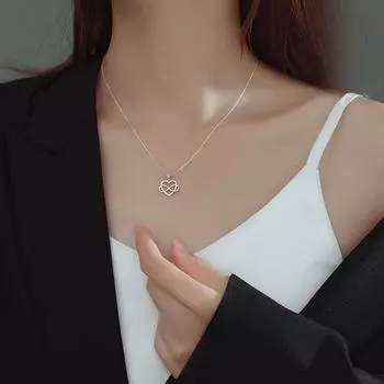 Ожерелье с подвеской в виде сердца из серебра Banyan Tree S925 в японском и корейском стиле — простая цепочка на ключицу для женщин 925 Silver, NS841 белого золота