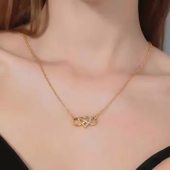 Ожерелье с подвеской в виде сердца бесконечности для женщин с кубическим цирконием, романтичное ожерелье с подвеской в виде сердца любви розового золота