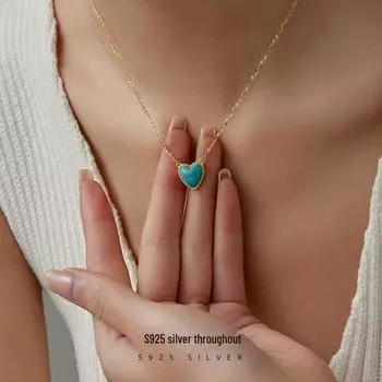 Ожерелье с подвеской в виде сердца Banyan Tree S925 Silver Turquoise - женская модная цепочка на ключицу NS1121 золотой