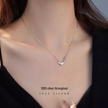 Ожерелье с подвеской в виде сердца из серебра Banyan Tree S925 для женщин - минималистичный дизайн с 3D-буквами на цепочке ключицы NS1002 золотой