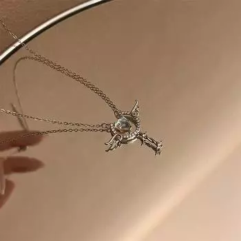 Ожерелье с подвеской в виде сердца «Ангел», подвеска в виде сердца из циркона для женщин, девушек, вечерние украшения, ожерелье с цепочкой на ключицу, подарки, аксессуары 1PC