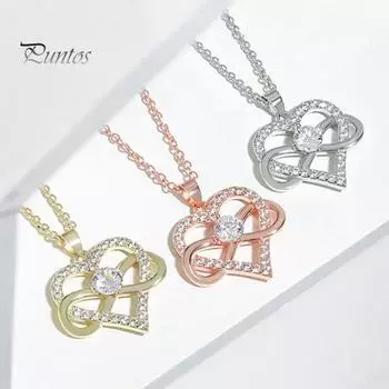 Ожерелье с подвеской в виде сердца бесконечности для женщин, кубический цирконий, ожерелье с подвеской в виде сердца любви для девушки, сестры, дочери, матери серебряный