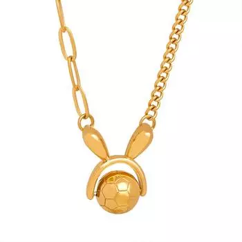 Ожерелье с подвеской в виде шара в стиле ретро в стиле Гонконга вдовствующая королева титановая сталь 18-каратное золото не выцветает универсальные ювелирные изделия для женщин