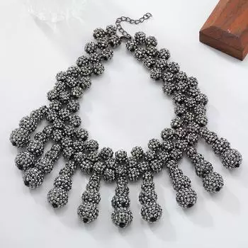 Ожерелье с подвеской в виде шарика из конопли ZAA Dark Series Tassel — ретро-стиль для женщин чёрный