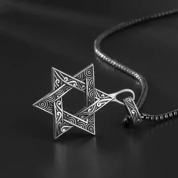 Ожерелье с подвеской в виде шестиконечной звезды, универсальное для женщин и мужчин, ретро и модные парные аксессуары 4*4 CM