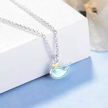 Ожерелье с подвеской в виде синего кита из стерлингового серебра 925 пробы для лучших друзей навсегда, украшения в виде животных, подарки оптом S-N291