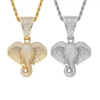 Ожерелье с подвеской в виде слона в стиле хип-хоп, крутые ювелирные аксессуары для мужчин серебряный