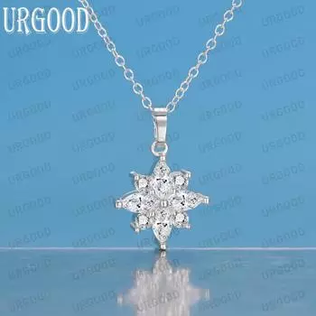 Ожерелье с подвеской в виде снежинки из стерлингового серебра 925 пробы и циркония, модные свадебные украшения O-40CM