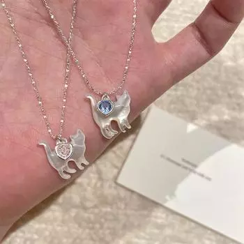 Ожерелье с подвеской в виде солено-сладкого натурального рябчика в виде кошки, женская изысканная суперфея, любовь, розовый циркон, цепочка на ключицу из стерлингового серебра 925 silver