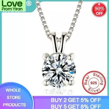 Ожерелье с подвеской в виде солитера с лабораторным бриллиантом 2 карата, колье из стерлингового серебра 925 пробы, женское ювелирное изделие из серебра 925 пробы с цепочкой-коробкой 45cm