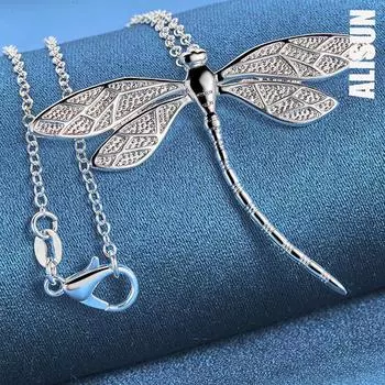 Ожерелье с подвеской в виде стрекозы из стерлингового серебра 925 пробы, модные свадебные украшения O-45CM