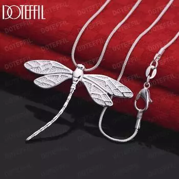 Ожерелье с подвеской в виде стрекозы из стерлингового серебра 925 пробы, модные свадебные украшения S-40CM