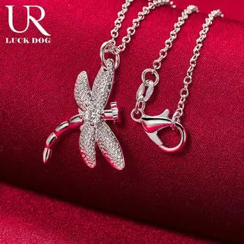 Ожерелье с подвеской в виде стрекозы из стерлингового серебра 925 пробы, модные свадебные украшения O-45CM