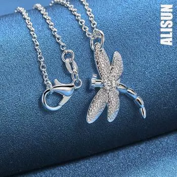 Ожерелье с подвеской в виде стрекозы из стерлингового серебра 925 пробы, модные свадебные украшения O-45CM