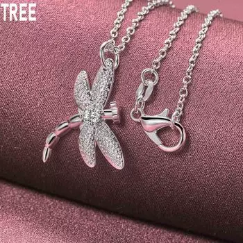 Ожерелье с подвеской в виде стрекозы из стерлингового серебра 925 пробы, модные свадебные украшения O-40CM