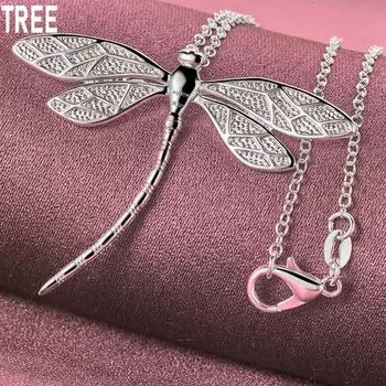 Ожерелье с подвеской в виде стрекозы из стерлингового серебра 925 пробы, модные свадебные украшения O-40CM