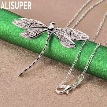 Ожерелье с подвеской в виде стрекозы из стерлингового серебра 925 пробы, модные свадебные украшения O-40CM