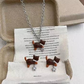 Ожерелье с подвеской в виде таксы — универсальная роскошная цепочка для свитера для женщин и студентов E0940