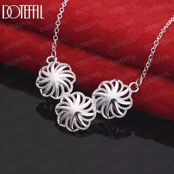 Ожерелье с подвеской в виде трех цветов из стерлингового серебра 925 пробы, модные свадебные украшения O-45CM