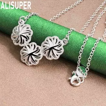 Ожерелье с подвеской в виде трех цветов из стерлингового серебра 925 пробы, модные свадебные украшения O-45CM