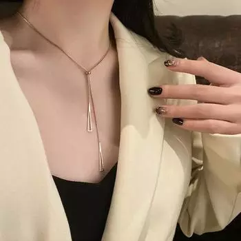 Ожерелье с подвеской в виде треугольника, регулируемая цепочка, не вызывающая аллергию, цветное украшение, сексуальное, тянущееся