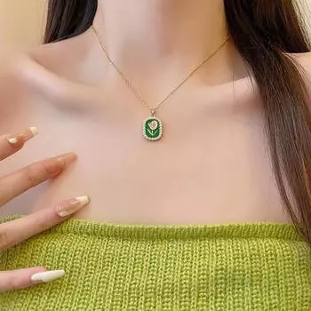 «Ожерелье с подвеской в виде тюльпана — модная, свежая, универсальная цепочка на ключицу для женщин» X1189 золотой