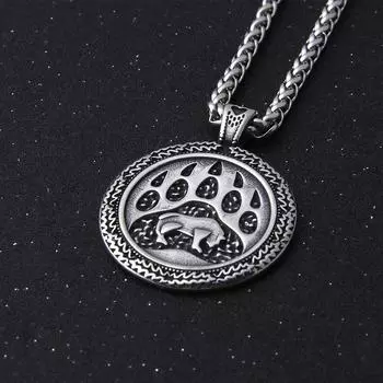 Ожерелье с подвеской в виде викингов, лап и головы скандинавского медведя, ожерелье с подвеской в виде животного из нержавеющей стали, никогда не выцветает, модные украшения для вечеринок, подарки Single Pendant