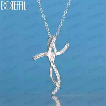 Ожерелье с подвеской в виде витого креста из стерлингового серебра 925 пробы, модные свадебные украшения O-40CM