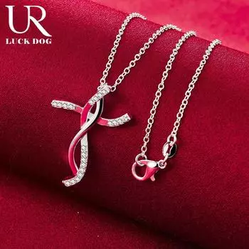 Ожерелье с подвеской в виде витого креста из стерлингового серебра 925 пробы, модные свадебные украшения O-45CM