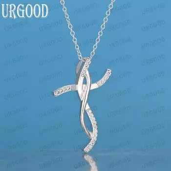 Ожерелье с подвеской в виде витого креста из стерлингового серебра 925 пробы, модные свадебные украшения O-40CM