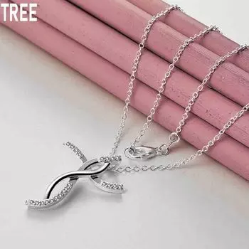 Ожерелье с подвеской в виде витого креста из стерлингового серебра 925 пробы, модное украшение для свадьбы O-45CM