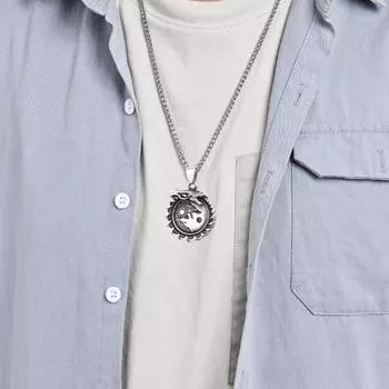 Ожерелье с подвеской в виде волка в стиле викингов Skoll Hati Wolf, ожерелье с подвеской в виде волка в стиле ретро, скандинавские украшения викингов, подарок для мужчин и женщин серебряный