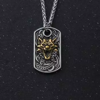 Ожерелье с подвеской в виде волка-викинга из нержавеющей стали 316L - норвежский жетон Фенрира с кельтским узлом для мужских ювелирных изделий в стиле панк и хип-хоп Single Pendant