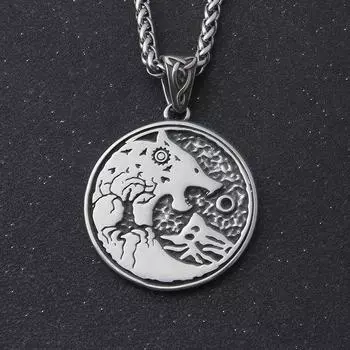 Ожерелье с подвеской в виде волка, ожерелье из нержавеющей стали в стиле викинга Single pendant