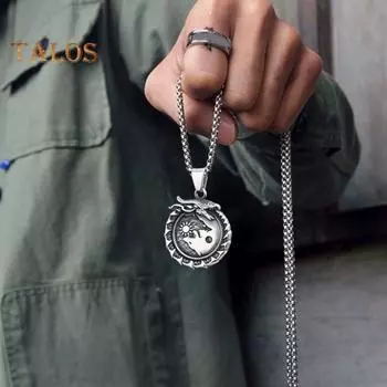 Ожерелье с подвеской в виде волка в стиле викингов Skoll Hati Wolf, ожерелье с подвеской в виде волка в стиле ретро, скандинавские украшения викингов, подарок для мужчин и женщин серебряный