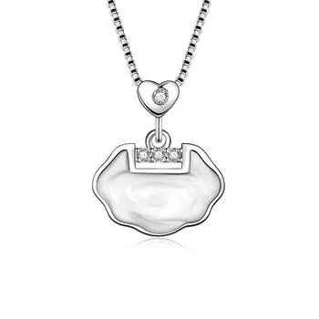 Ожерелье с подвеской в виде замка безопасности из натуральной белой ракушки в стиле ретро, женское высококачественное ожерелье в стиле ретро «Сладкая жизнь, любовь»