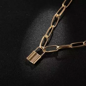 Ожерелье с подвеской в виде замка в стиле хип-хоп, толстая цепочка на ключицу 3 золотой