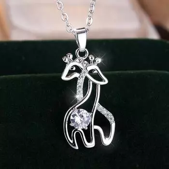 Ожерелье с подвеской в виде жирафа из кристаллов и циркония для женщин, подвески в виде животных, тонкое ожерелье с подвесками, ювелирные изделия для вечеринок, подарки для друзей серебряный
