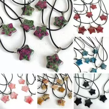 Ожерелье с подвеской в виде звезды, регулируемая черная веревка, гипоаллергенное ожерелье на ключицу для женщин и девочек, ювелирные изделия чёрный