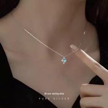 Ожерелье с подвеской в виде звезды Banyan Tree S925 из серебра в стиле ретро с голубым топазом для женщин золотой