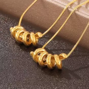 Ожерелье с подвеской Wind Stripe Wrap Clavical, многослойное ношение Wind Creative Design, титановая сталь, покрытая 18-каратным золотом