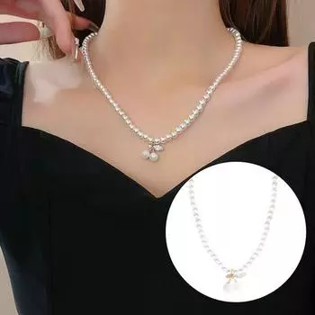 Ожерелье с подвеской вишни, инкрустированное регулируемое удлиненное ожерелье-цепочка, женское ожерелье из искусственного жемчуга золотистый