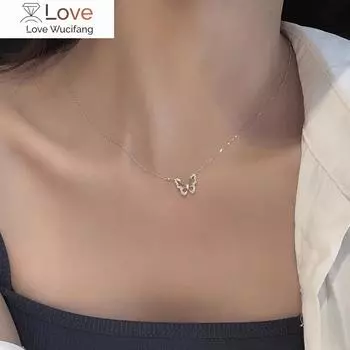 Ожерелье с полой бабочкой и блестящим цирконием в виде животного, подарок на вечеринку для дам, модные ювелирные изделия