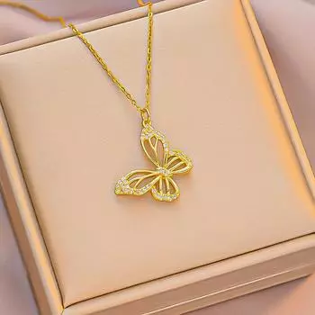 Ожерелье с полой бабочкой Ключица Шея