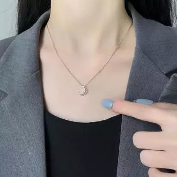 Ожерелье с полым цирконием в виде луны, маленькое, свежее, простое, стильное, универсальное, цепочка на ключицу, модное для женщин