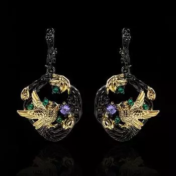 Ожерелье с полым цветком, новый стиль, европейская и американская мода, украшение, цветные драгоценные камни, бриллианты, сороки, серьги из черного золота