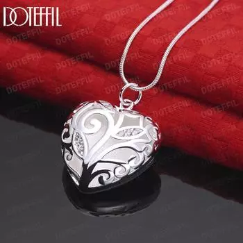 Ожерелье с полым кулоном в форме сердца из стерлингового серебра 925 пробы, модные свадебные украшения S-40CM